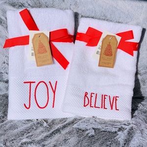 Rae Dunn Hand and Fingertip Towel Set Joy Believe